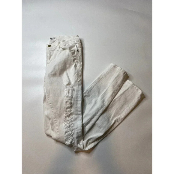 FRAME SZ 26 Jeans Le Skinny de Jeanne Distressed Mid-Rise Stretch 5-Pocket White - Picture 1 of 8